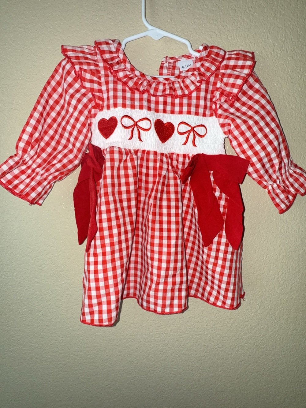 Amazon Red and White Gingham Smocked Heart Dress for Kids